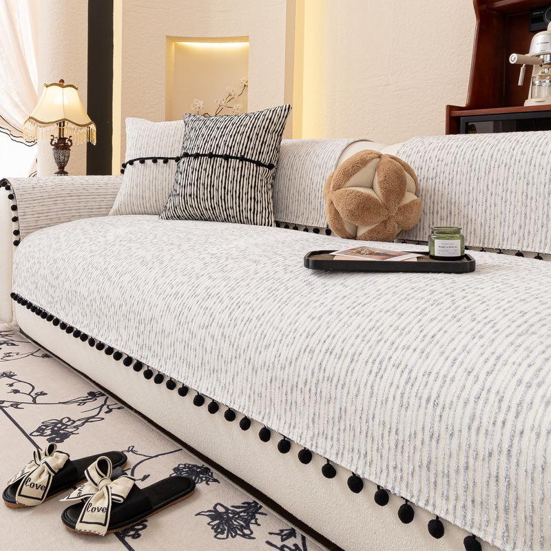 Sofa Cover Universal Thicken Short Plush Non-Slip Living Room Sofa Towel Irregular Edge Sofa Cushion Armrest Back Towel Home