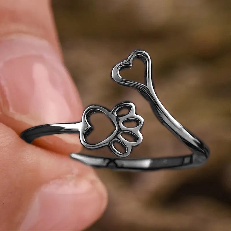 1 Stück Niedlicher Katzenpfoten Herzförmiger Ring, Niedlicher Stil Geschenk, Tägliche Abstimmung