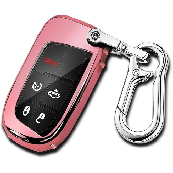 QBUC for Dodge Key Fob Cover 5 Button Silicone Remote Key Case for Dodge for Jeep Grand Cherokee