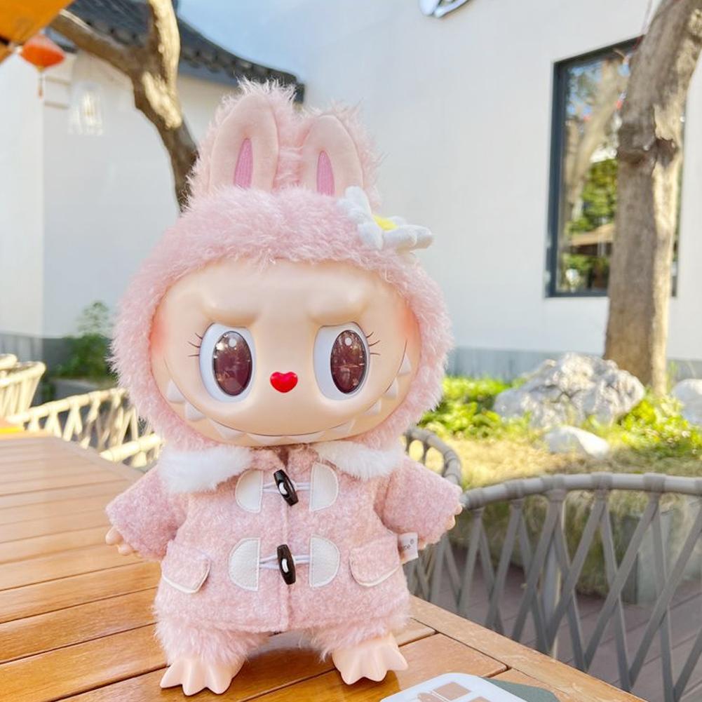 Für 38cm Labubu Puppenkleidung, modische Kleidung, Kapuzenpullover, Puppenkleidung, farblich passende Kapuzenpullover, Puppenzubehör, süße Dekoration, kleine Tücher