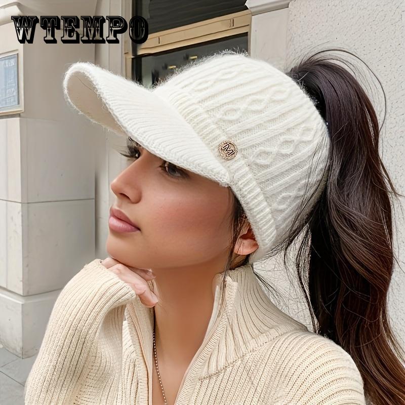 

Women S Lightweight Knit Ponytail Beanie Warm Winter Hat with Ear Flaps and Drawstring, Ideal for Outdoor Activities, Beanie Hiking, Outdoor Sports білий