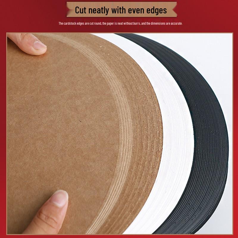 Double-Sided Black & White Round Kraft Drawing Paper.