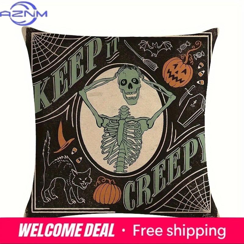 Home Decor Halloween Themed Spooky Decorative Pillow Covers Pattern Cushion Cover Suitable For Sofa Bedroom Car Pillow Cover