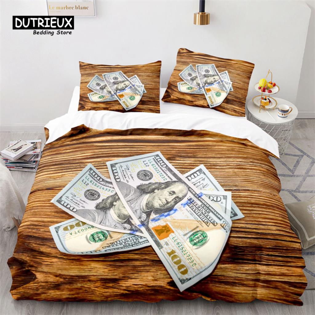 

Комплект постельного белья с разноцветными деньгами, долларовые купюры США, комплект пододеяльников с 3D-принтом, покрывало с наволочками, декор для спальни EU single(135x200cm)