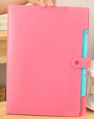 

Button candy color folder, A4 paper storage organ bag, data storage book, student exam paper sorting folder