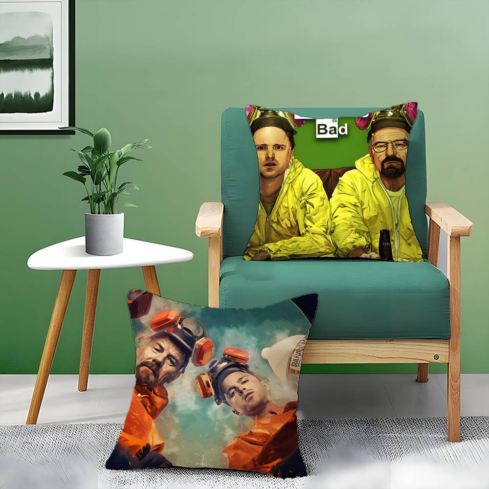 Popular TV Shows Breaking Bad-B Pillow Case Anti-dustmite Pillowcase Invisible Zipper Silky Short Plush Sofa Cushion Cover