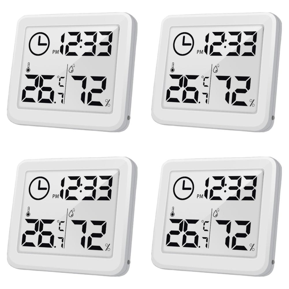 

5# Digital Thermometer Humidity Meter with Clock LCD Display Gauge for Home Room