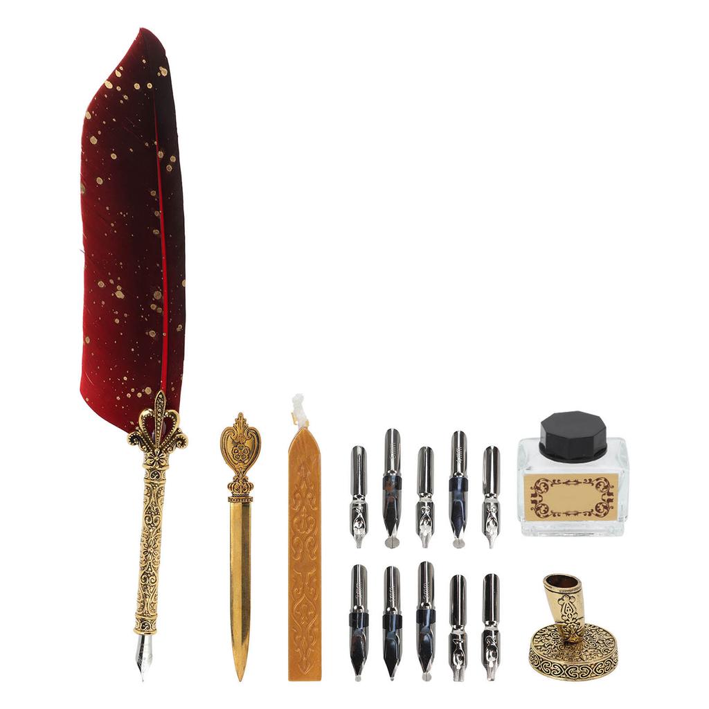 Quill Pen Set Exquisite Retro Smoothing Writing   Pen Caligraphy Pen Kit with Multiple Replacement Nibs