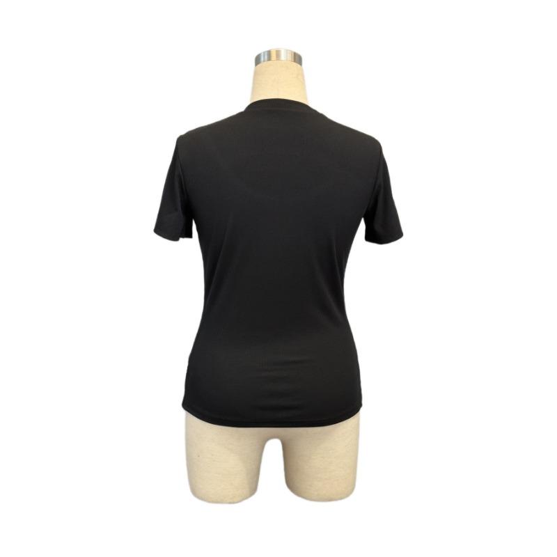 Women's Summer Decoration Decal Round Neck Short Sleeve Fashion T-shirt Top