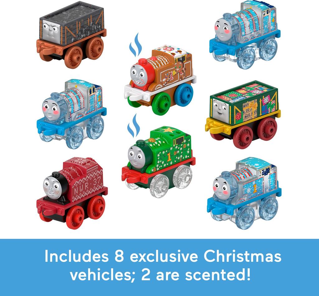 THOMAS & FRIENDS Thomas the Tank Engine Minis Advent Calendar 2024 Christmas Toys 24 Miniature Trains and Cars for Preschoolers Ages 3 and Up