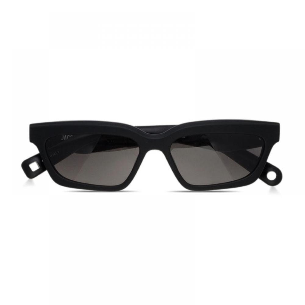 Jacquemus Sunglasses Rectangle Full Rim  Shiny Black Frame And Grey Lens Jac 62c1 Yellow