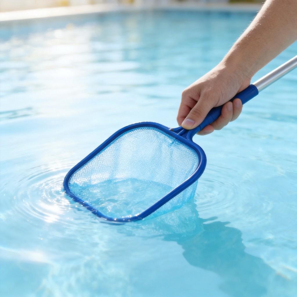 Pool Skimmer Net With Detachable Aluminum Handle For Inground And Above Ground Pools