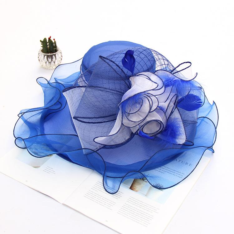 Hat Summer Organza Sun Hat Women'S Flower Mesh Fashion Hat Sun Hat Top Hat