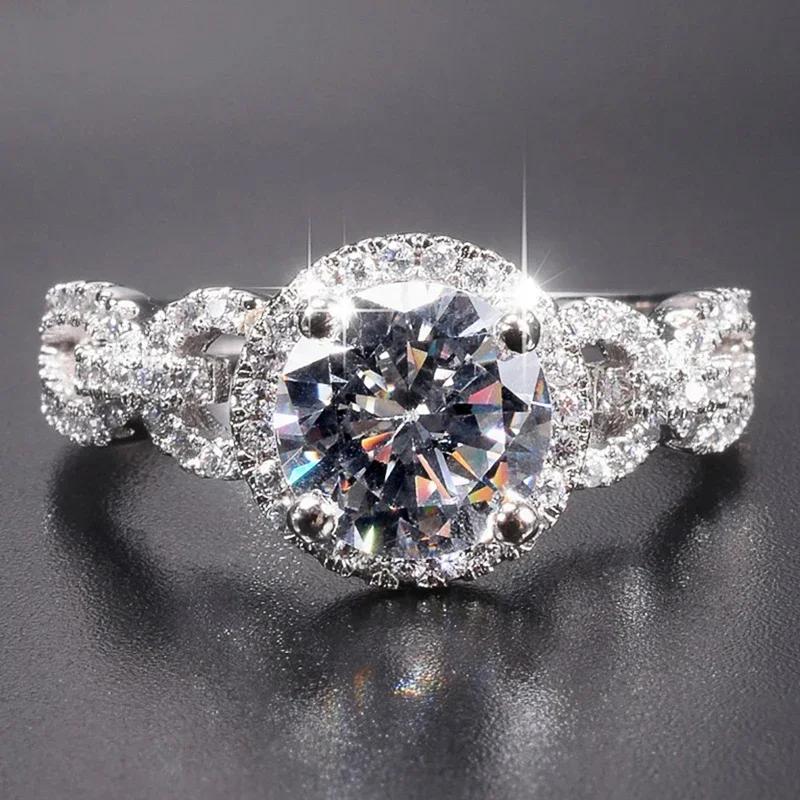 

2026 Bling Cubic Zirconia Wedding Bands Female Rings Copper Color High Quality Luxury Fashion Gift Zircon for Women 6