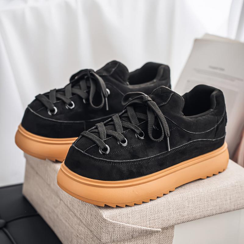 Men Flats Platform Shoes Suede Trend Sneakers 2026 Winter Casual New Loafers Casual Sport Shoes Walking Lace Up Zapatos Mujer