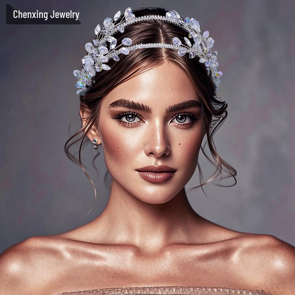 

Chenxing Crystal Rhinestone Double Row Headband Bridal Headdress CP690