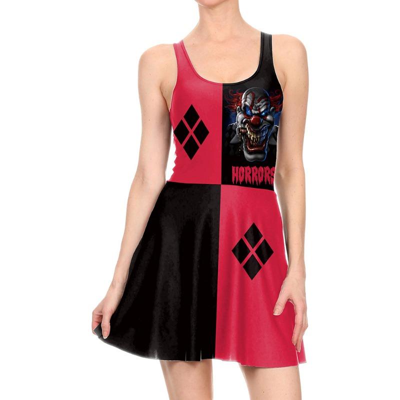 Halloween Print Dress, Hot-selling Clown Halloween Dress, Female