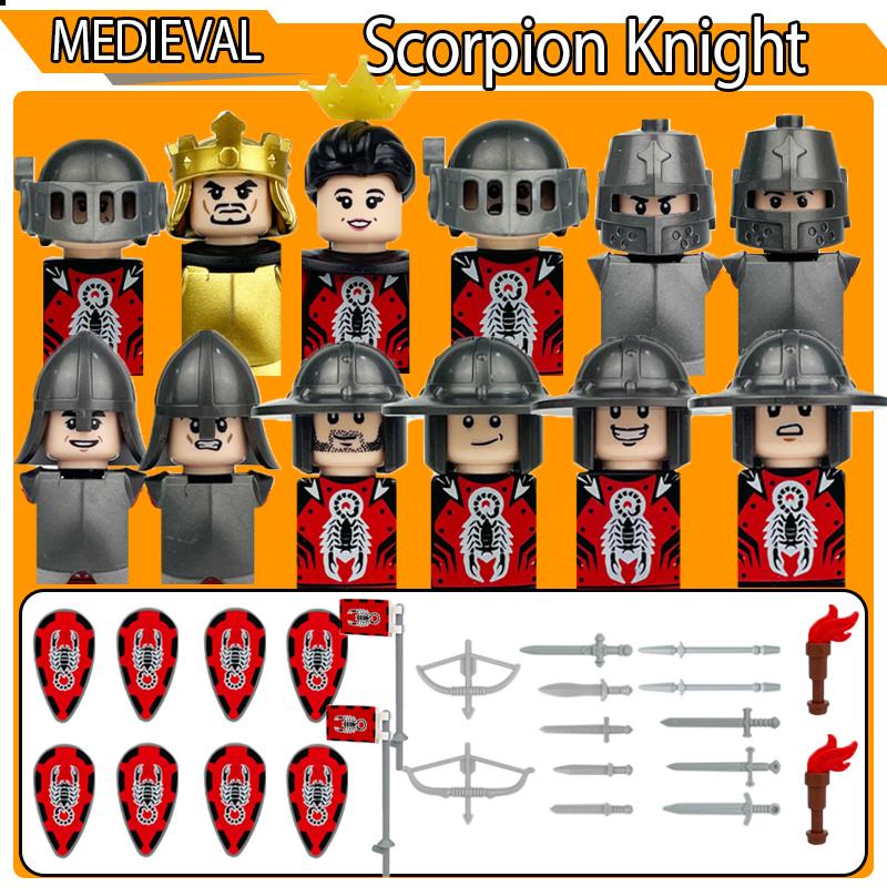 MOC Medieval Military Soldier Figures Buiding Blocks Castle King Red Dragon Scorpion Knights Warrior Accessories Bricks Toy Gift