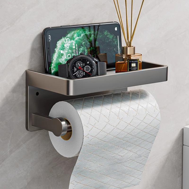 Toilet Paper Holder: No-Punch Roll Hanger - Sanitary Paper Storage Box for Bathroom
