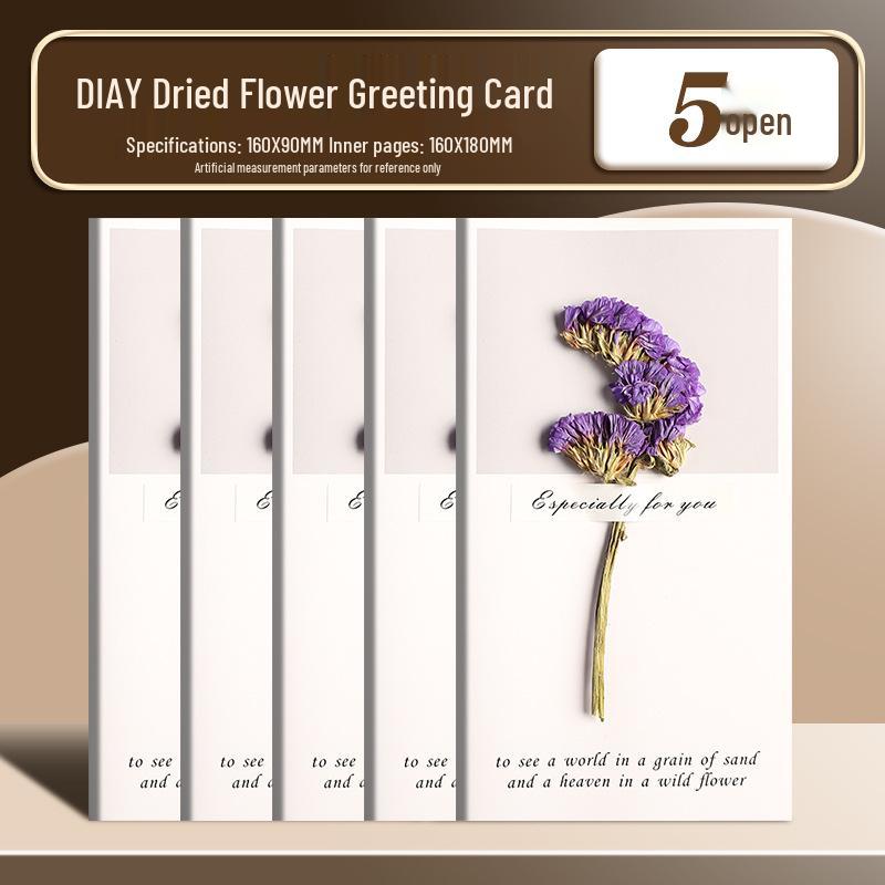 Handmade Dried Flower Greeting Card for Mother's Day, Thanksgiving, Birthdays & More
