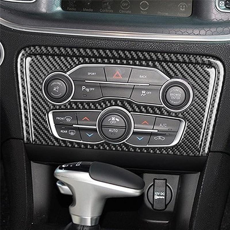 A03Z-Carbon Fiber For Dodge Charger 2015- Central Control Air A/C Switch Panel Cover Trim Interior Accessories