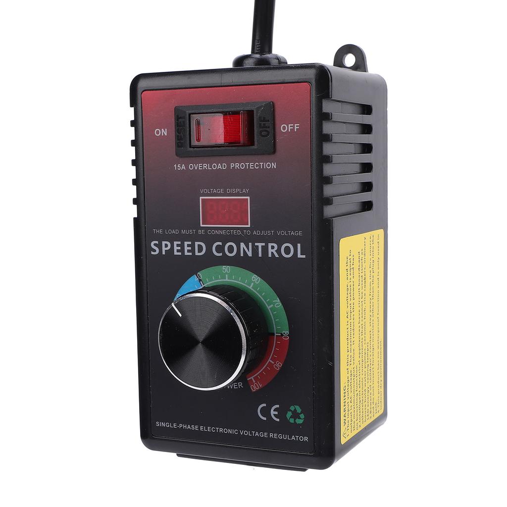 Elektronischer Spannungsregler mit Schalter 15A Überlastschutz Drehzahlregler für Lüfter Winkelschleifer B