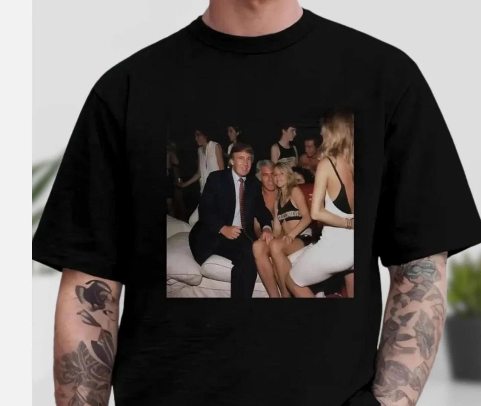 Дональд Трамп и Джеффри Эпштейн 1977 Американская party-футболка, Футболка Дональда Трампа XL