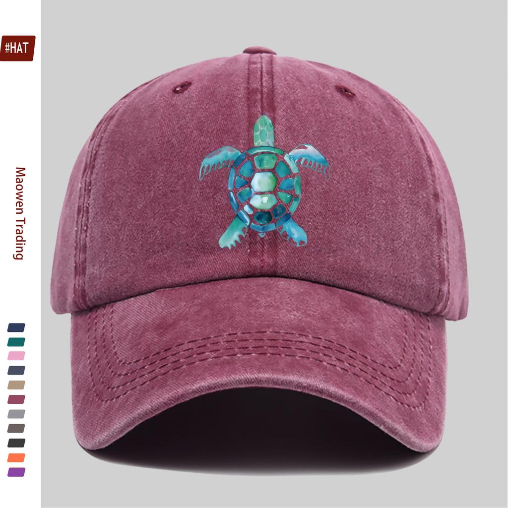 Pc Teal Green Sea Turtle Pattern Printed Baseball Cap Sun Hat Suitable for Spring Summer and Autumn Travel Comfortable and