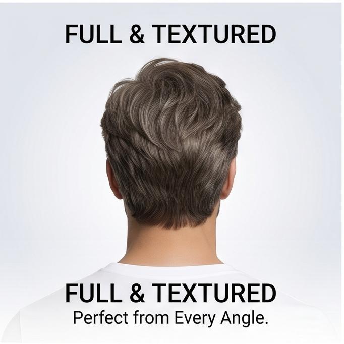 Men's Grey Gold Short Straight Synthetic Wig - Side-Part with Bangs, Breathable Adjustable Cap for Daily & Party Wear, Ready Stock