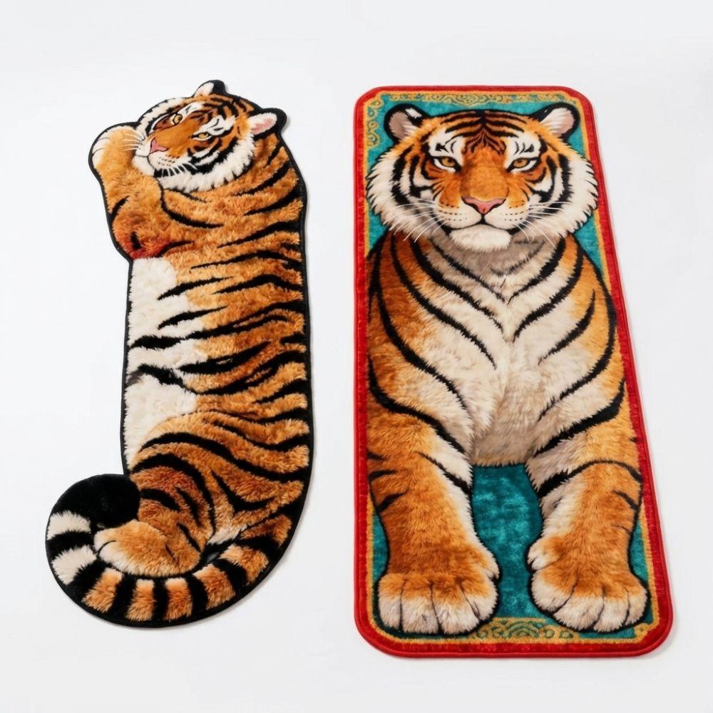 2D Flat Tiger Doormat Non-slip Bedside Rug Unique Bedroom Carpet  Home Decor