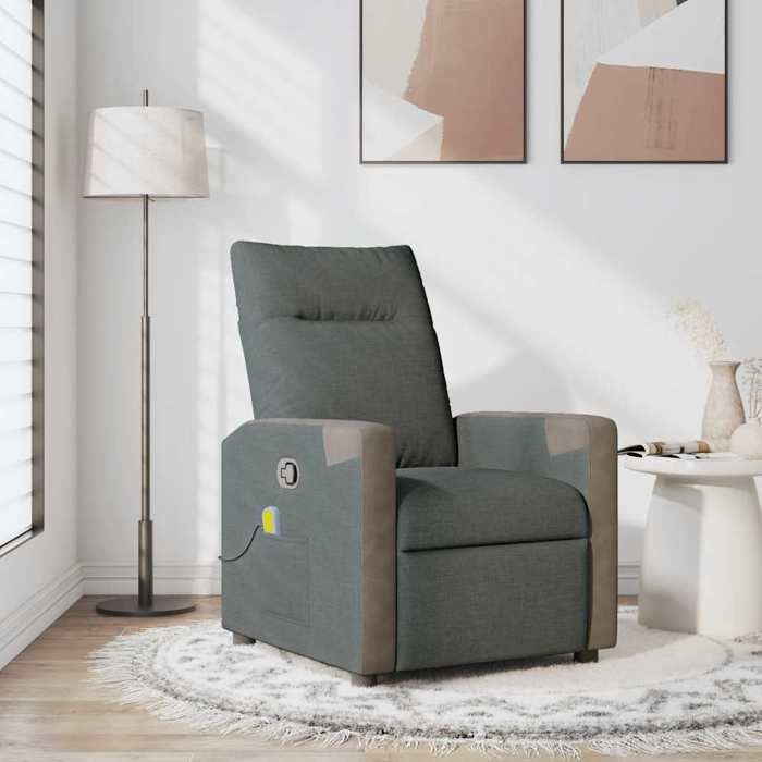 VidaXL Fauteuil de massage inclinable Gris foncé Tissu 4104845
