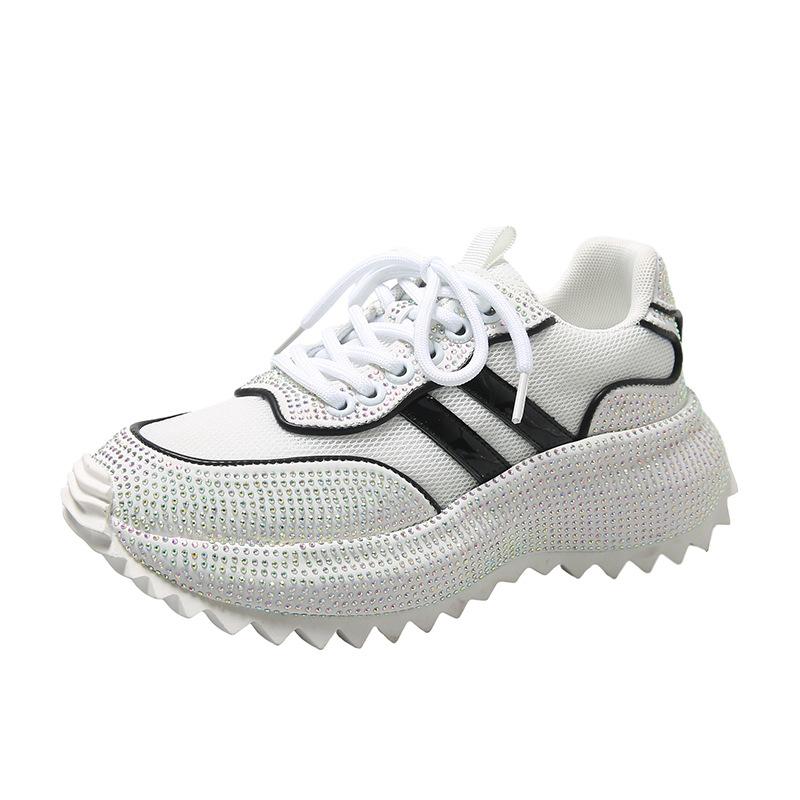Fashion 2024Women Shoes Rhinestone Women Sneakser Diamond Breathable Luxury Designers Casual Thick Bottoms Dad Shoes Zapatos Mujer