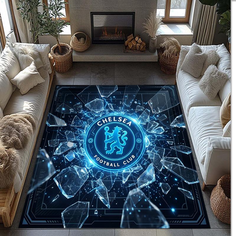 Chelsea FC bedruckter Flanell-Teppich rutschfest weicher Polyester-Bodenbelag Indoor Dekorationsmatte für Schlafzimmer Wohnzimmer Sofa Spielzimmer Heimdekoration
