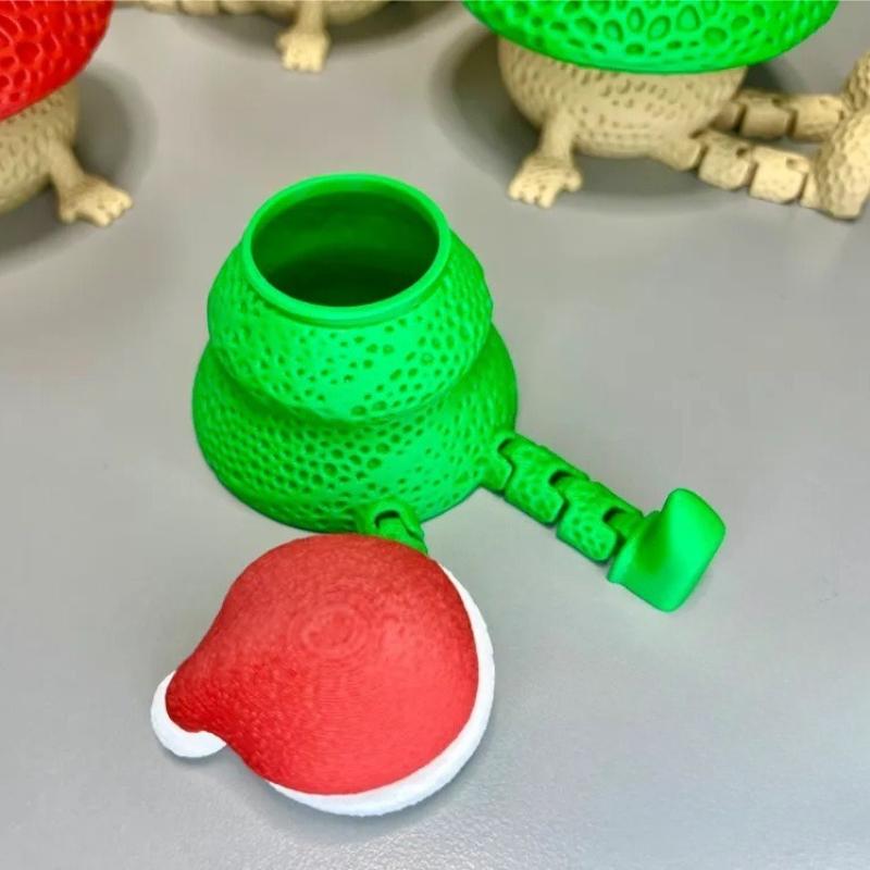 1pc 3D Printed Poseable Christmas Doll Figure with Movable Limbs & Opening Hat - PLA Plastic Mini Figurine for DIY Storage Box