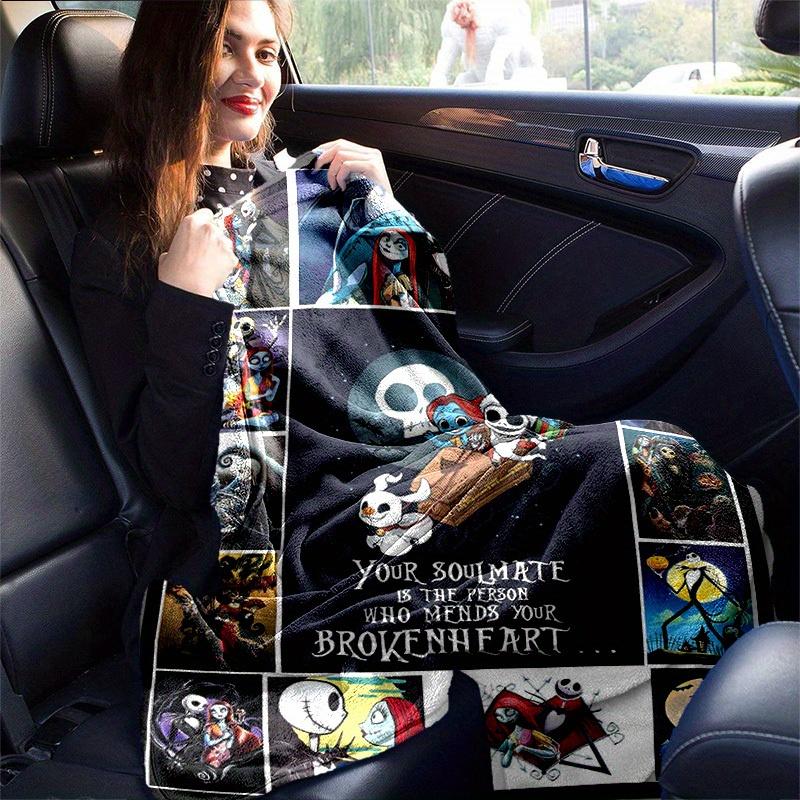 1pc. Nightmare Before Christmas Jack Skellington Sally Romantic Love Blanket, Seasonal Home Decor Gift for Couples, Room Decoration, Cozy Th