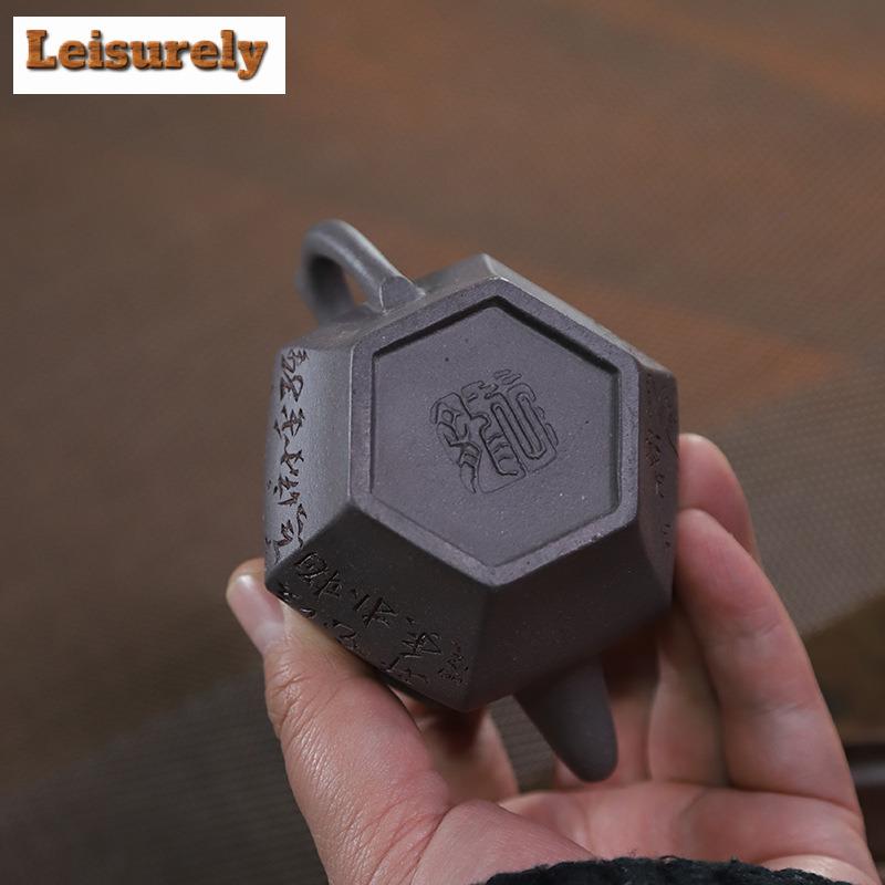 100ml Ancient Yixing Purple Clay Teapots Handmade Monk Hat Pot Raw Ore Coarse Sand Steel Grey Mud Tea Maker Kettle Zisha Tea Set