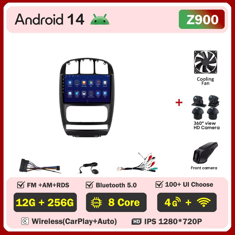 For Dodge Caravan 4 For Chrysler Voyager RG RS Town & Country RS 2000 Android 14 Car Radio Touch Screen Automotive Multimedia