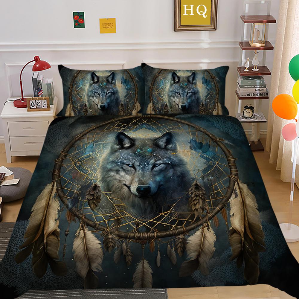 Bettbezüge Wolf Druck Polyester Twin Size Bettwäsche Kinder weiche hochwertige Heimbettwäsche