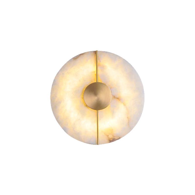 Nordic Luxury Round Natural Marble Wall Lamp for Bedroom and Living Room