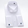 Men's Wedding French Cuff Dress Shirt Cotton 100% Long Sleeve Classic Fit Non Iron Windsor Collar Shirts with Free Cufflinks