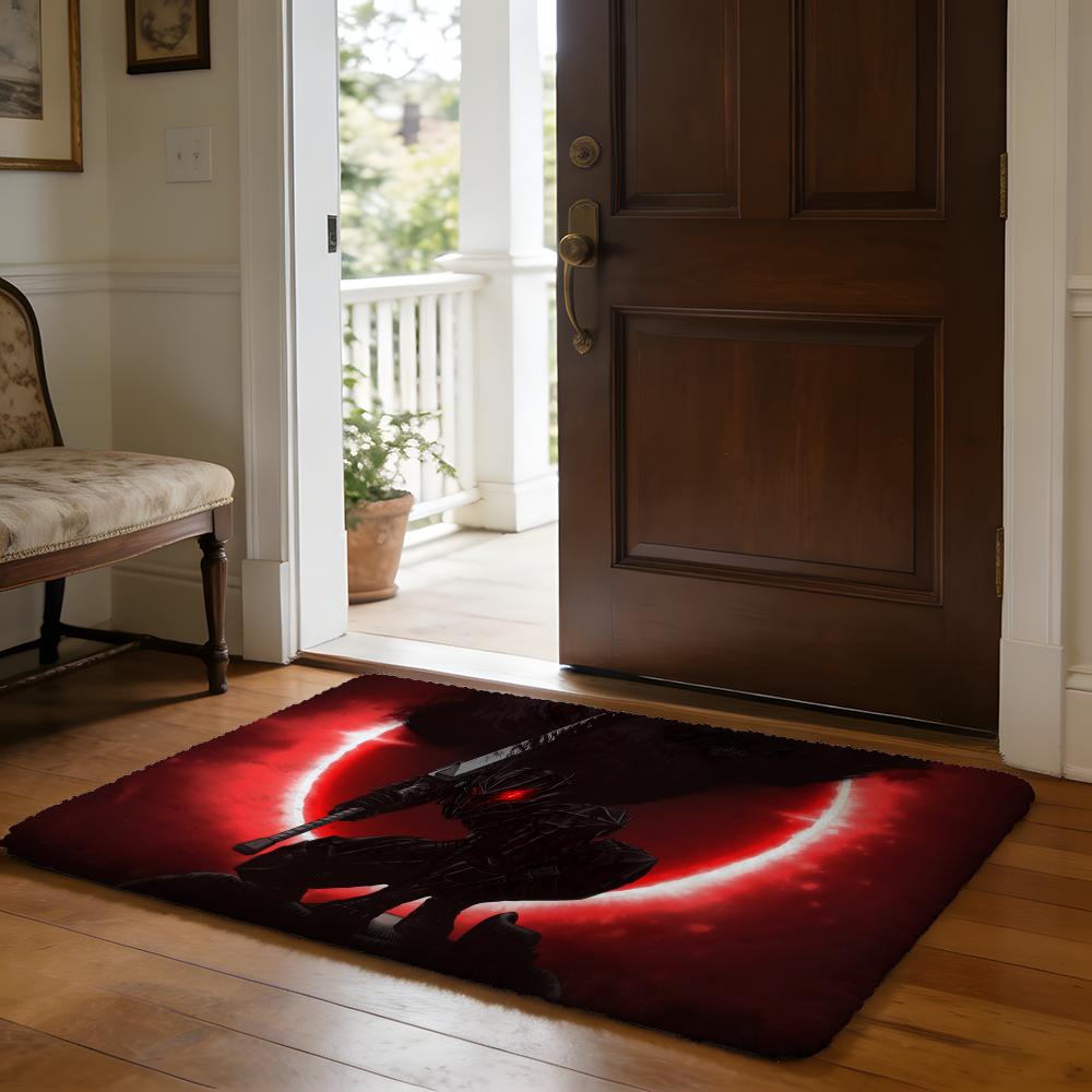 

Floor Mat Soft Flannel Rug Non Slip Absorbent Mat for Bathroom Bedroom Home Decor Guts Sword In B Berserk 50x80cm