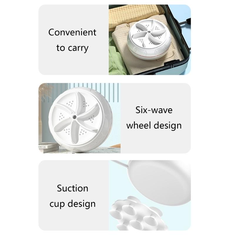 Portable Turbo Washers Mini Washing Machine Ultrasonic Turbine Washing Machine with USB Powered Travel Washers Cleaner
