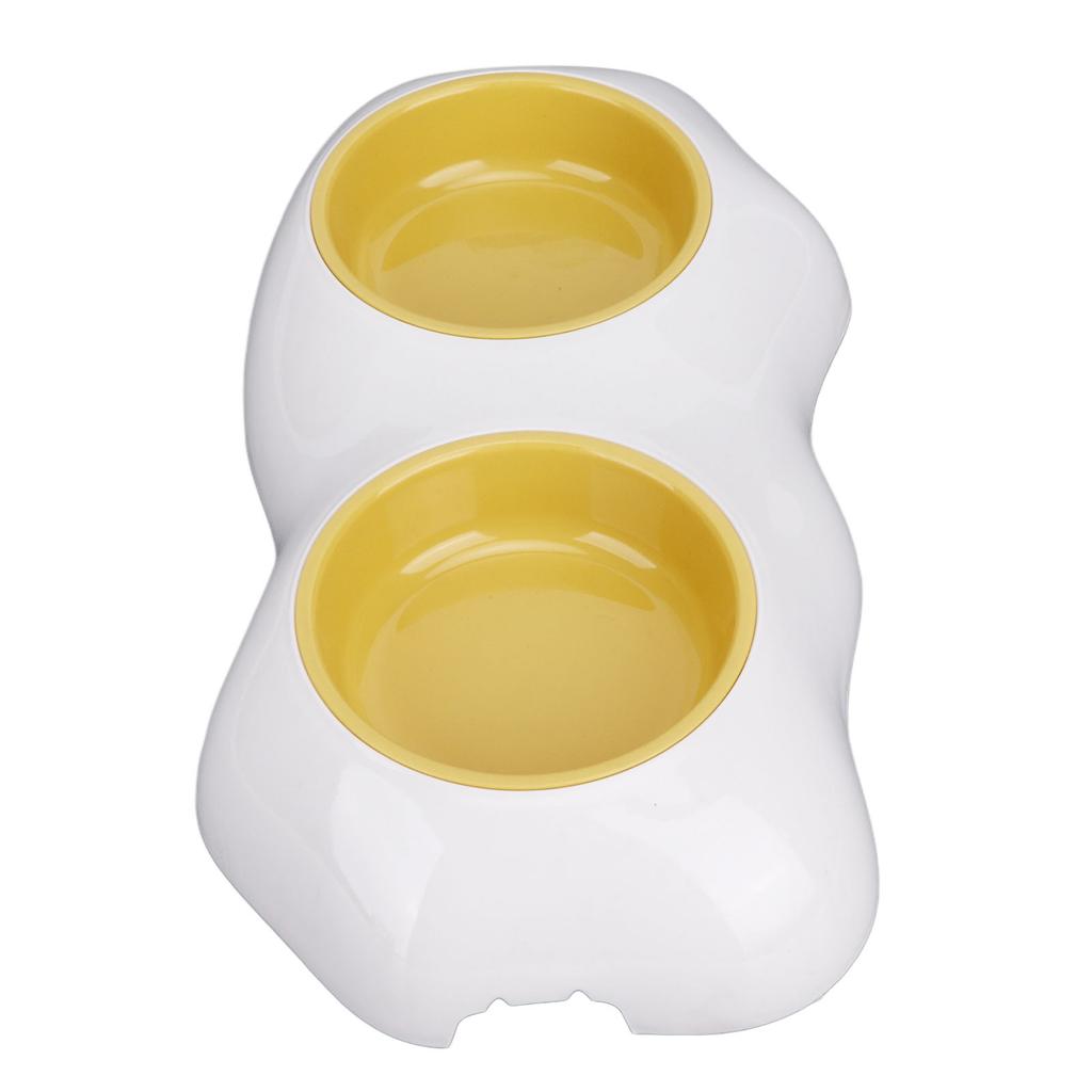 Haustiernapf Auslaufsicher PP Katzennapf Trinkwasser Fütterung Hundenapf für Hund Katze Eigelb Doppelnapf