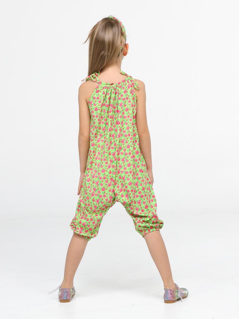 Arašídově zelený dívčí overal + čelenka