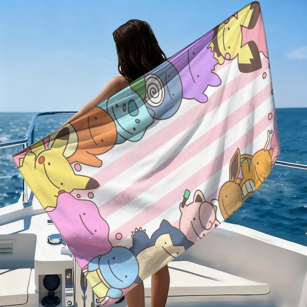 Cute Pokemon Beach Towel Quick-Drying Super Absorbent Bath Towel For Beach Pool Sport Yoga Gym Home Travel Towel Gift for Friend