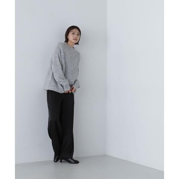 Natural Beauty Basic Satin Casual Women's Pants, Off-Beige
