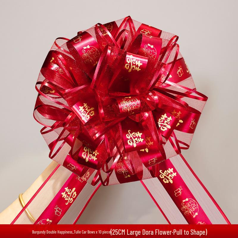 Large Red Wedding Car Pull Bow Decoration - Ribbon for Wedding Pickup and Team Cars