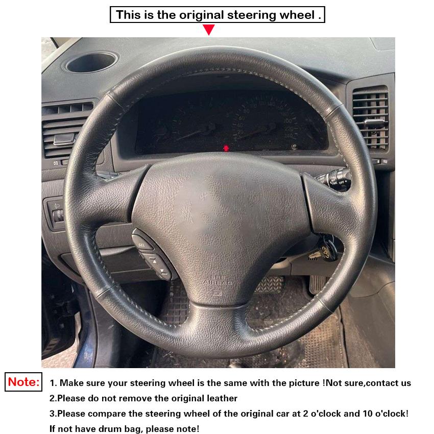 Svart Fauxläder Handstygn Halkfritt Bilrattöverdrag Fläta för Toyota Corolla Yaris Verso sportivo ZZE123 1999-2005