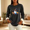 Women's Lined Round Neck Long Sleeve Halloween Print Casual Top for Winter