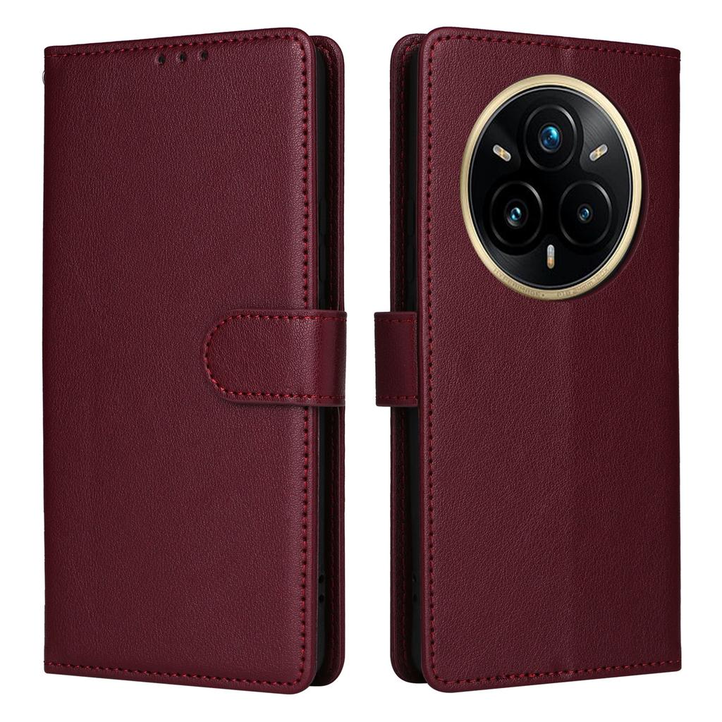 For Realme 14 Pro 5G Case Wallet Stand View PU Leather Phone Cover with Wrist Strap